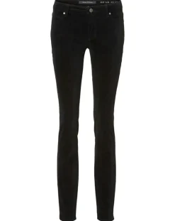 Pantalon slim en Velours lisse Alby noir