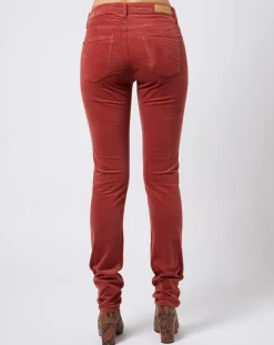 Pantalon Slim en velours côtelé à taille mi-haute rouge moyen