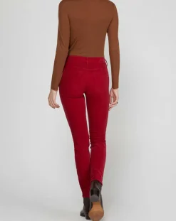 Pantalon slim en Velours fin Alby rouge foncé