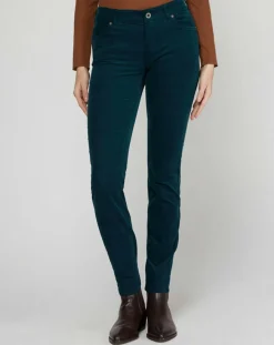 Pantalon slim en Velours fin Alby vert foncé