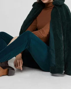 Pantalon slim en Velours fin Alby vert foncé