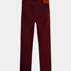 Pantalon Slim Fit en Coton Bio mélangé Velours Milleraies Ralston Corduroy bordeaux