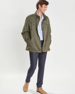 Pantalon Slim Fit en Laine mélangée & Flanelle Mouline bleu