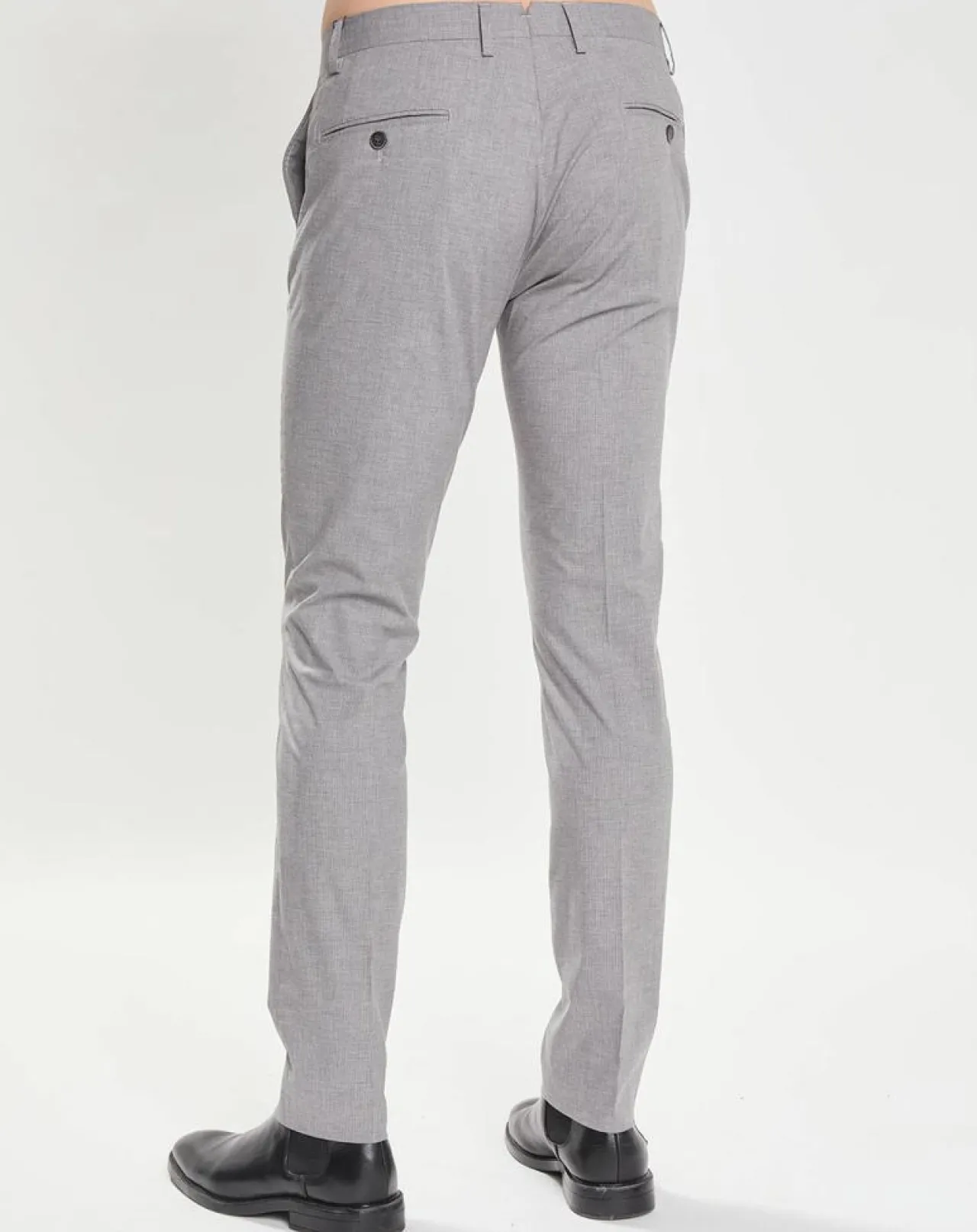 Pantalon Slim Fit imprimé micro Pied de Poule gris