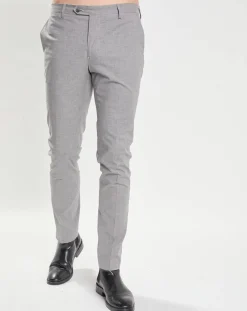 Pantalon Slim Fit imprimé micro Pied de Poule gris