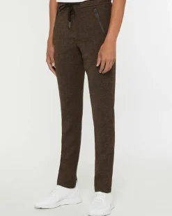 Pantalon Slim Smart Business imprimé chevrons marron