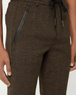 Pantalon Slim Smart Business imprimé chevrons marron