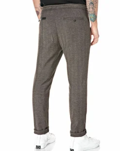 Pantalon Slim Smart Business imprimé chevrons marron