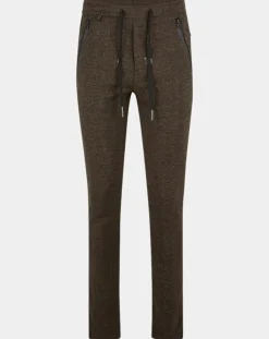 Pantalon Slim Smart Business imprimé chevrons marron