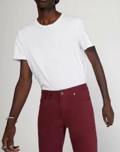 Pantalon stretch droit 5 poches bordeaux