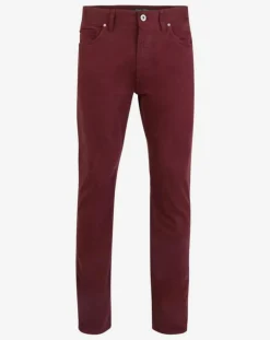 Pantalon stretch droit 5 poches bordeaux