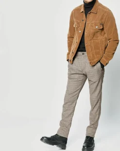 Pantalon Tailorded imprimé pied-de-poule marron