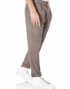 Pantalon Tailorded imprimé pied-de-poule marron