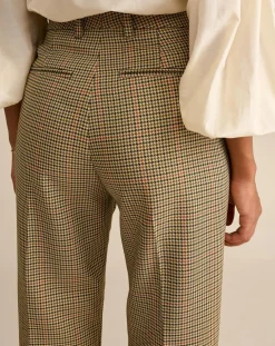 Pantalon Vertige pied-de-poule beige