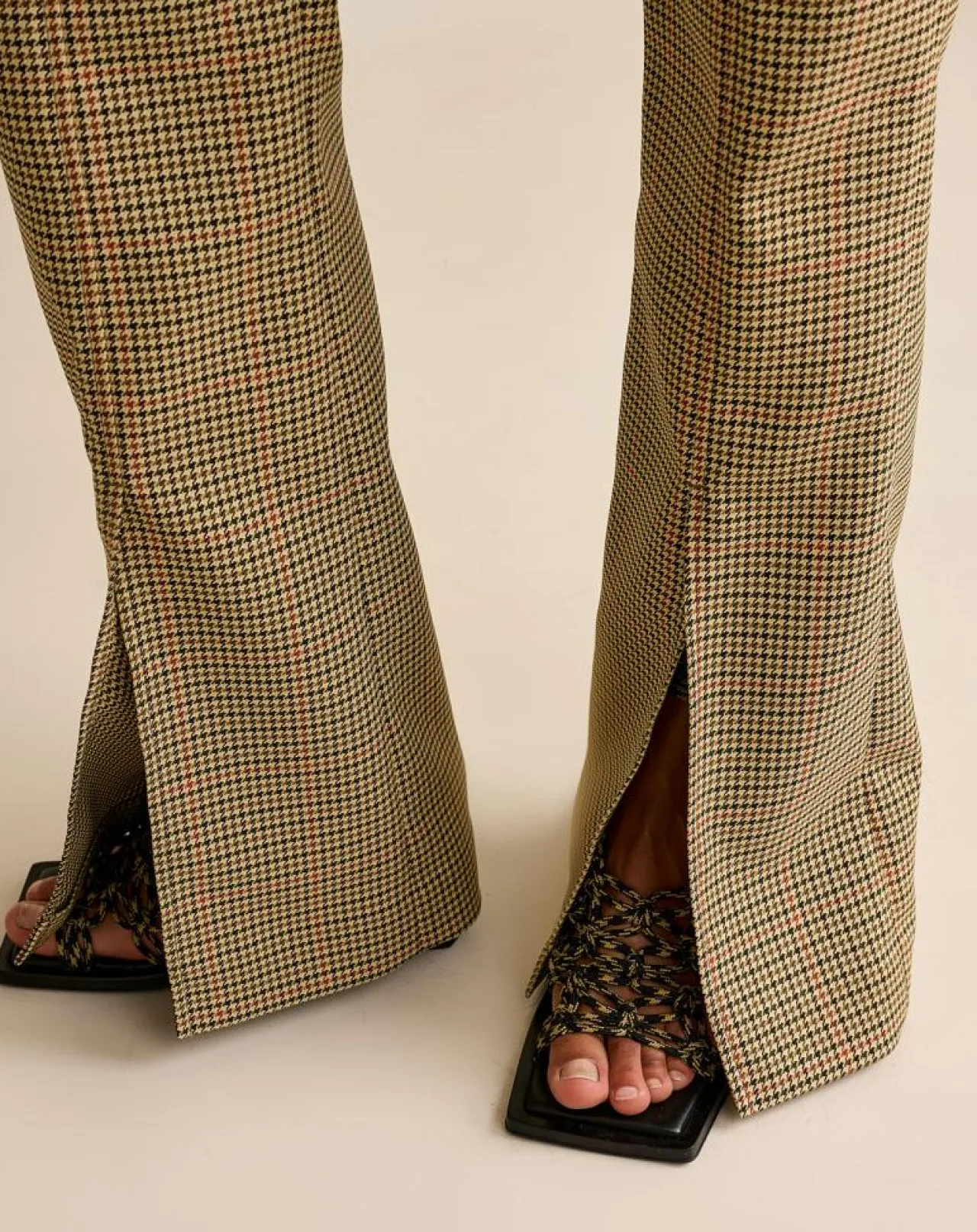 Pantalon Vertige pied-de-poule beige