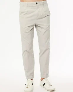 Pantalon Vitalien micro rayures blanc/bleu
