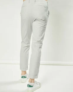 Pantalon Vitalien micro rayures blanc/bleu