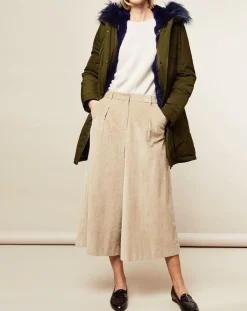 Parka avec intérieur en Fourrure de Lapin Olivia kaki/bleu