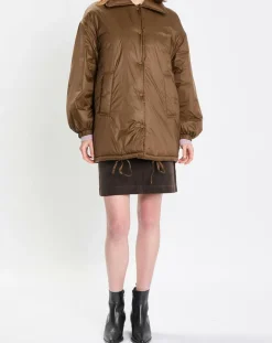 Parka boutons nylon marron