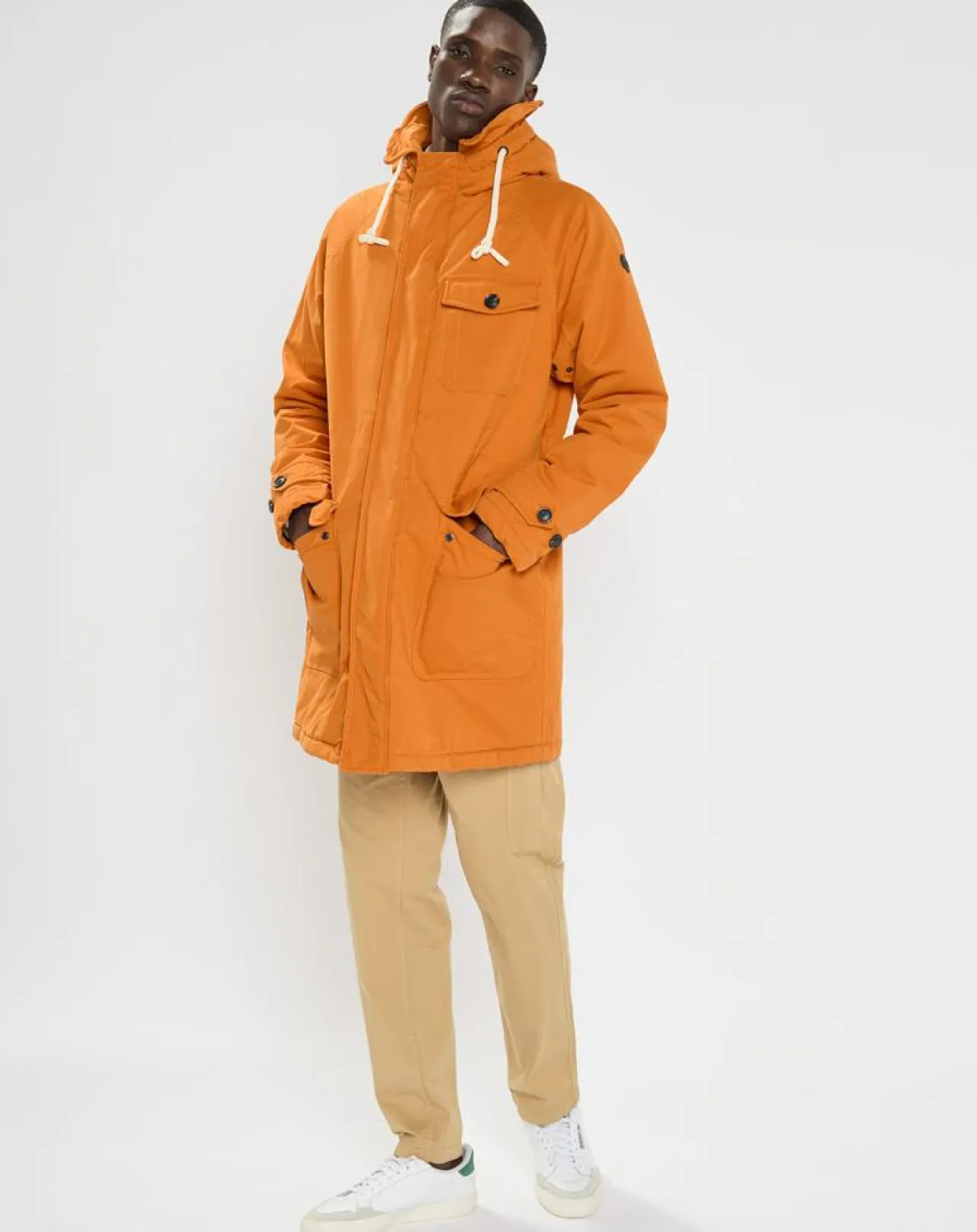 Parka matelassée à capuche Sherpa orange