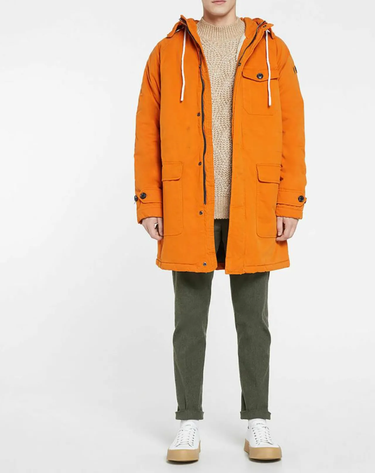 Parka matelassée à capuche Sherpa orange