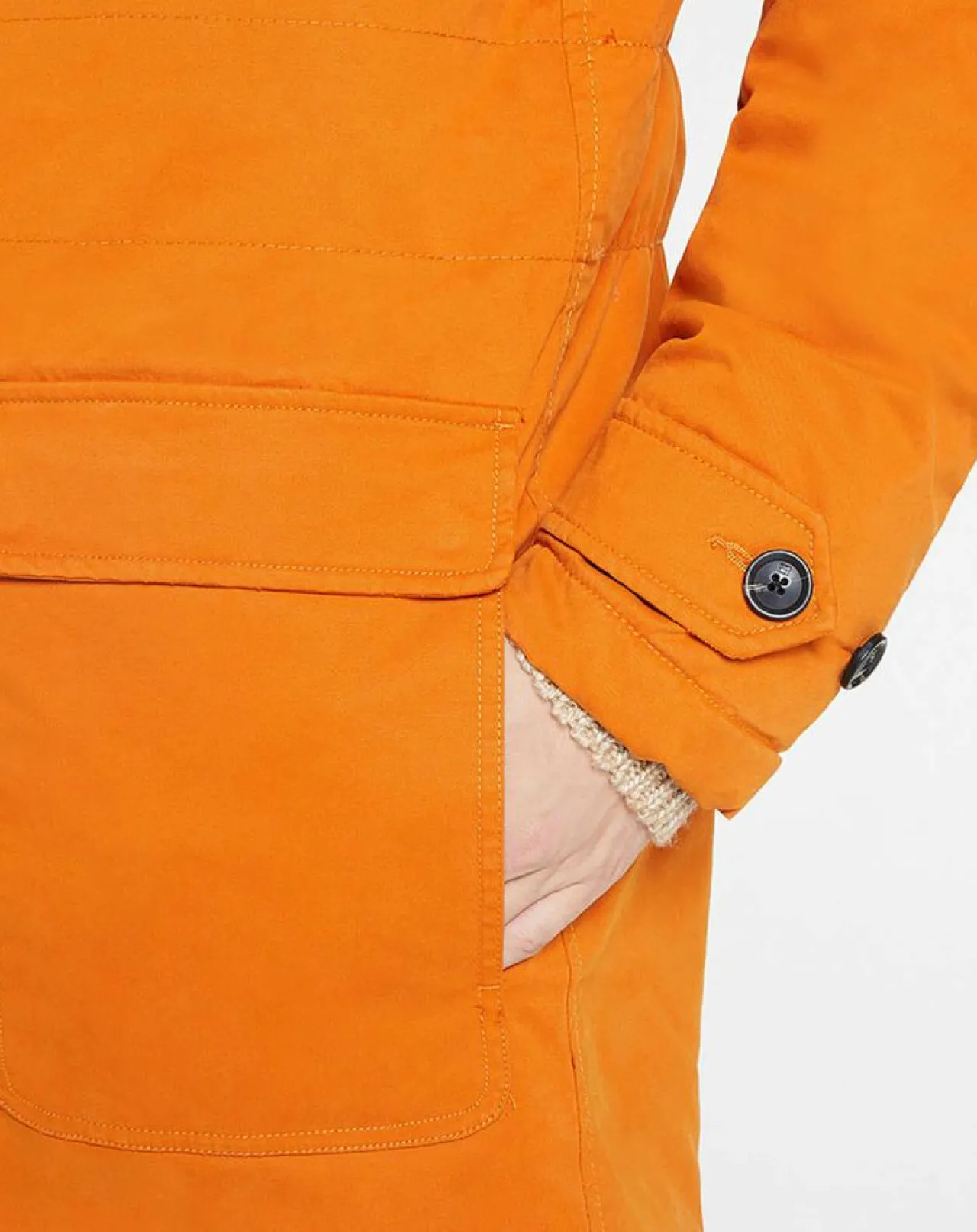 Parka matelassée à capuche Sherpa orange