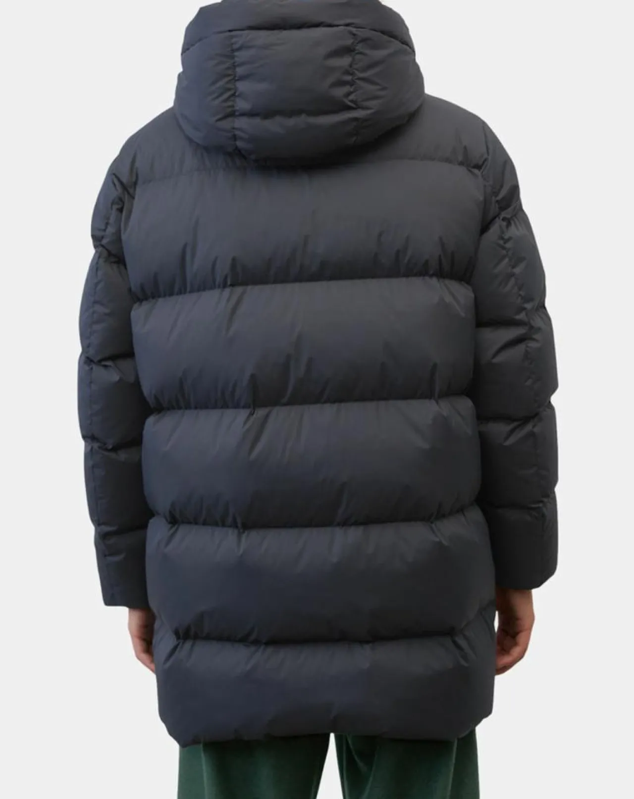 Parka Puffa mi-longue à capuche bleu marine