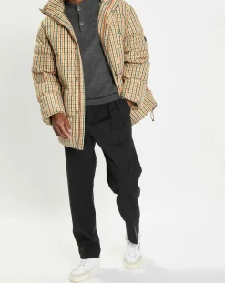 Parka Puffer oversize à carreaux multicolore