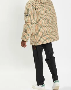 Parka Puffer oversize à carreaux multicolore