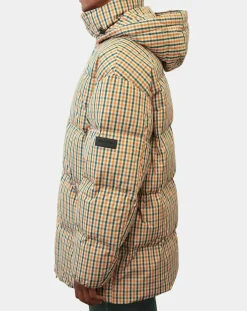 Parka Puffer oversize à carreaux multicolore