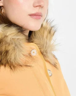 Parka Thermor à capuche fausse fourrure jaune