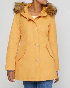 Parka Thermor à capuche fausse fourrure jaune