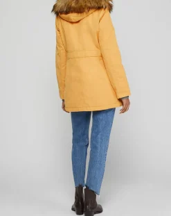 Parka Thermor à capuche fausse fourrure jaune