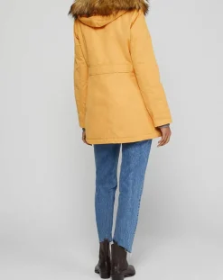 Parka Thermor à capuche fausse fourrure jaune