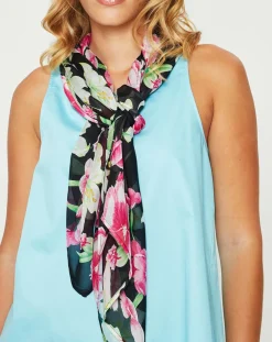 Paréo/Étole Lily en Voile de coton noir - 130x68 cm