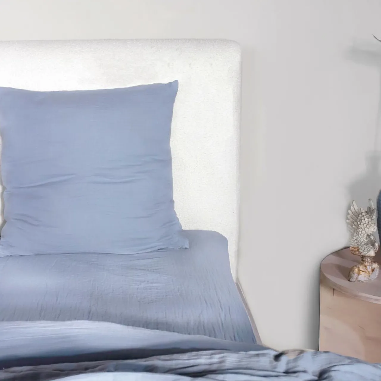 Parure de Couette 3 pcs 100% Gaze de Coton Lavé bleu givrée