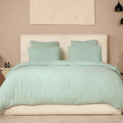 Parure de Couette 3 pcs 100% Gaze de Coton Lavé vert givrée