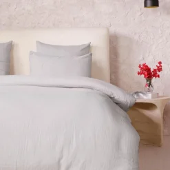 Parure de Couette 3 pcs 100% Gaze de Coton Lavé gris glacier