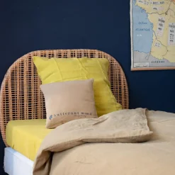 Parure de lit en lin lavé 1 place jaune 140x200 cm