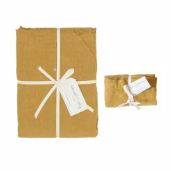 Parure de lit en lin lavé 1 place jaune 140x200 cm