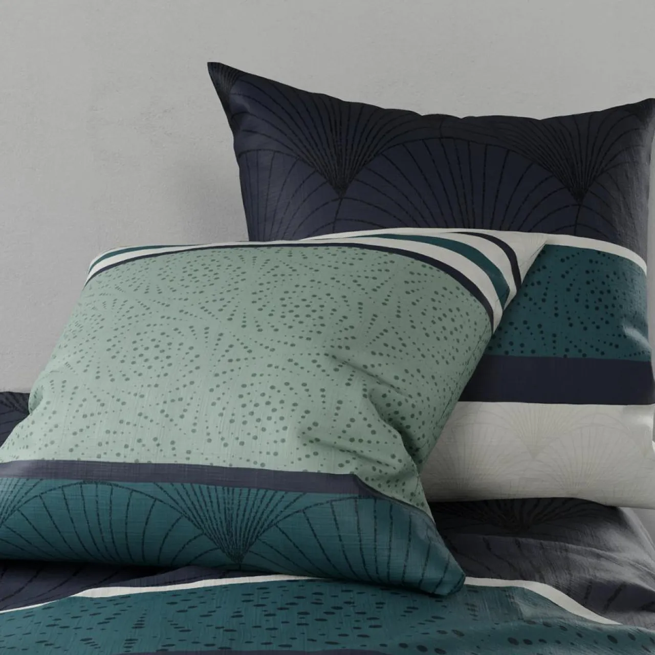 Parure housse de couette Antika bleu/vert