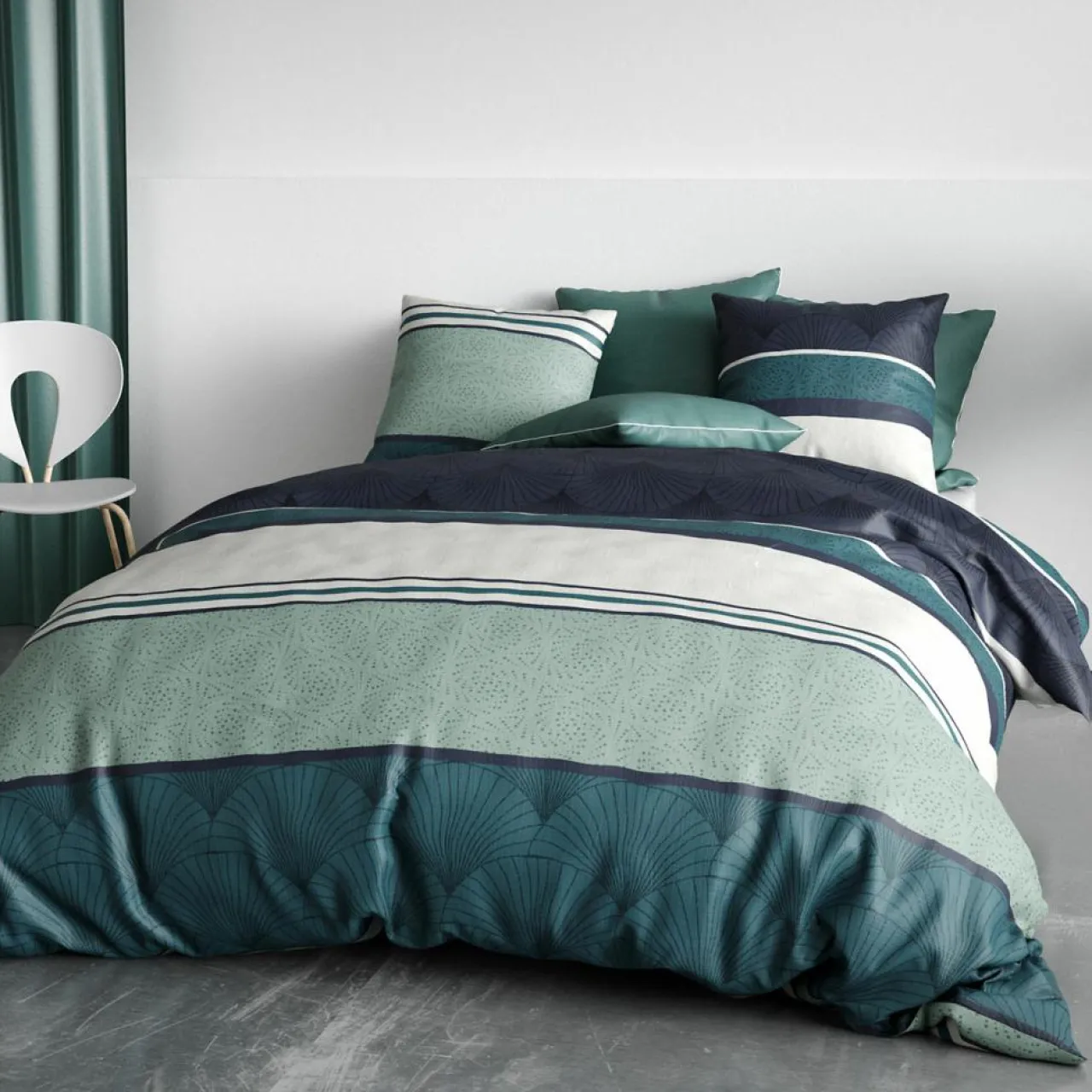 Parure housse de couette Antika bleu/vert