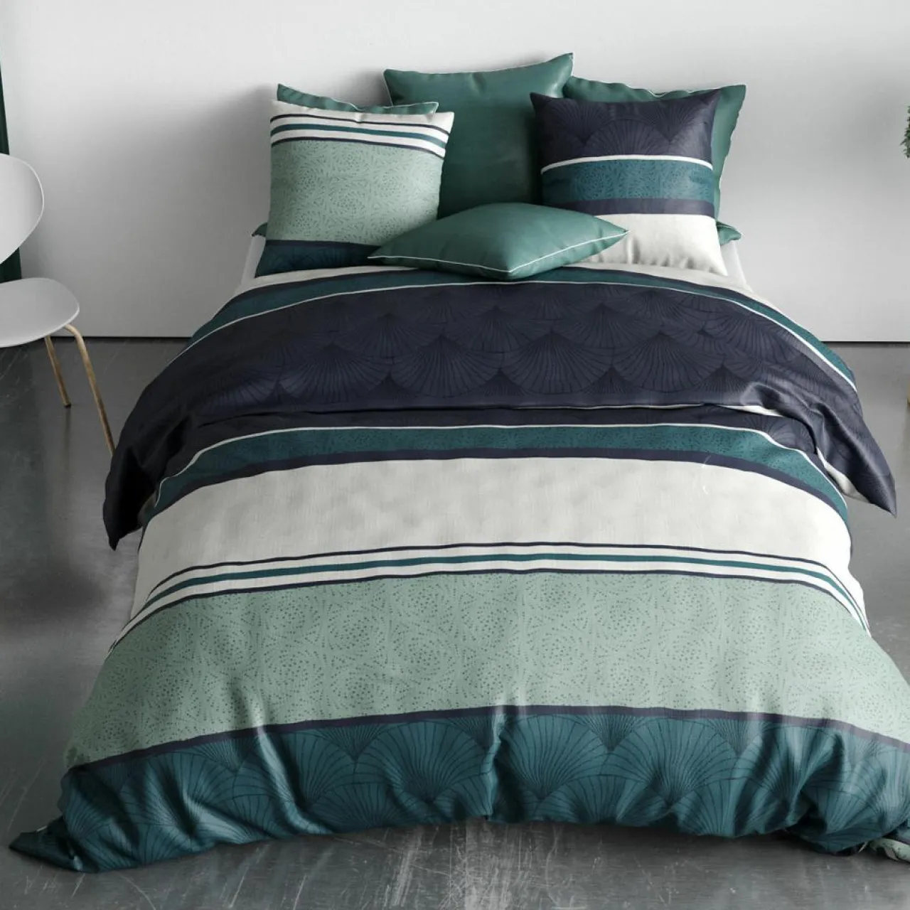 Parure housse de couette Antika bleu/vert