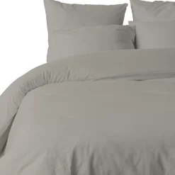 Parure housse de couette unie grège
