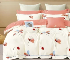 Parure housse de couette en Coton rose