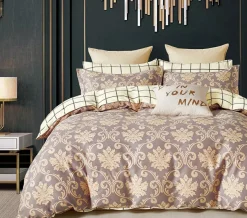 Parure housse de couette 100% Percale de Coton marron
