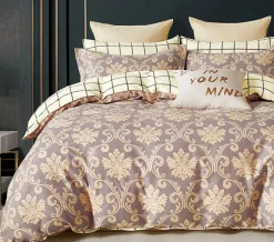 Parure housse de couette 100% Percale de Coton marron
