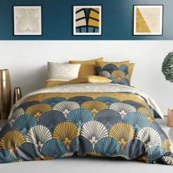 Parure housse de couette Maka jaune