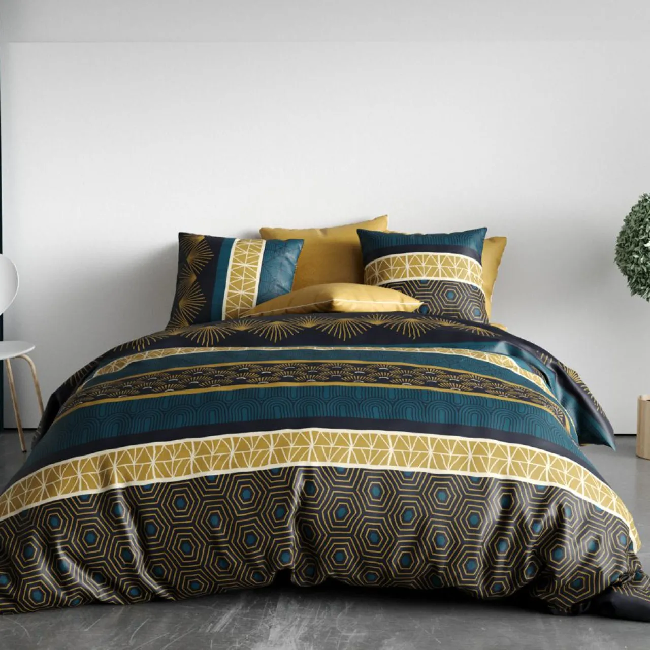 Parure housse de couette Qobe marron