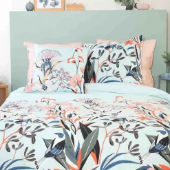 Parure housse de couette Satin de Coton bio Paya bleue